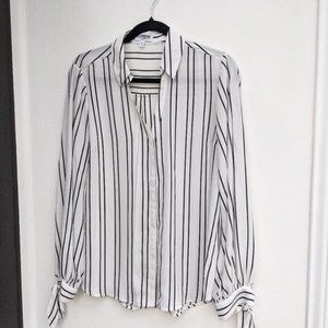 Express Black and White Striped Blouse